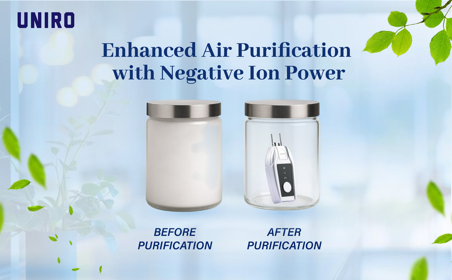 Uniro Wearable Personal Air Purifier, Compact, No Filter Required, High Anion Concentration