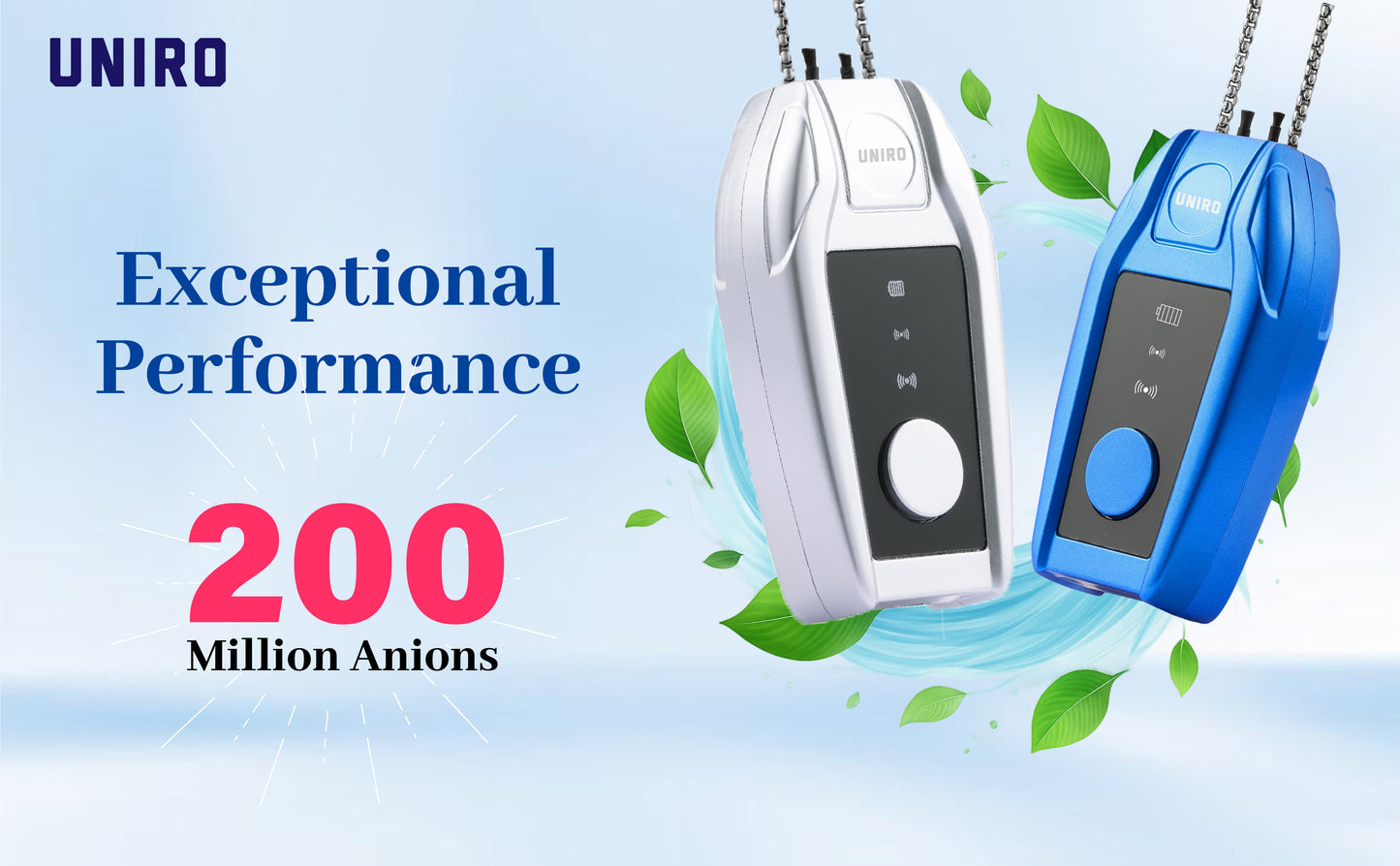 Uniro Wearable Personal Air Purifier, Compact, No Filter Required, High Anion Concentration