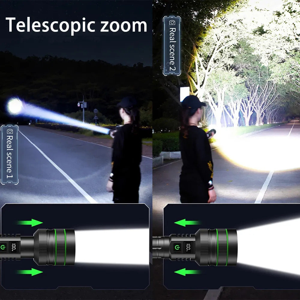 Uniro FX3000 Long Throw LED Flashlight with Digital Display and Powerful Beam