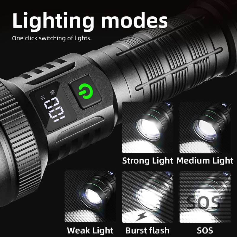 Uniro FX3000 Long Throw LED Flashlight with Digital Display and Powerful Beam