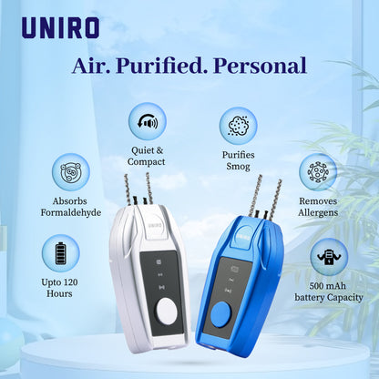 Uniro Wearable Personal Air Purifier, Compact, No Filter Required, High Anion Concentration